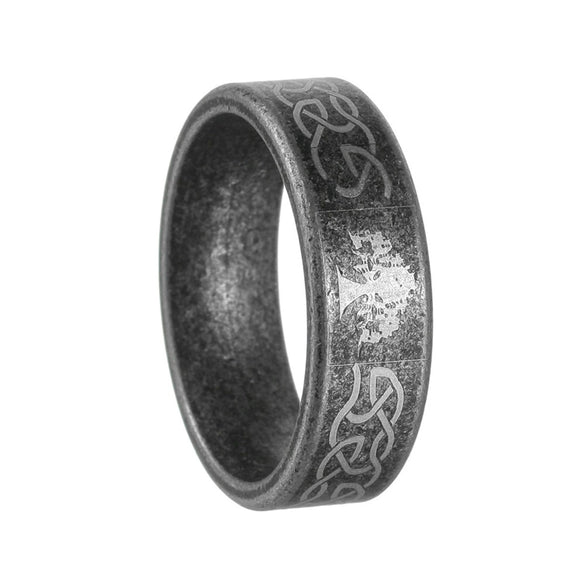 Titanium Steel Ring Geometric Pattern Distressed Style Unisex Jewelry
