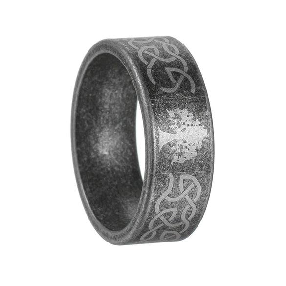 Titanium Steel Ring Geometric Pattern Distressed Style Unisex Jewelry