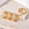 Titanium Steel Ring Geometric Style Three Layer Line Row Drill Opening Electroplated Women's Jewelry