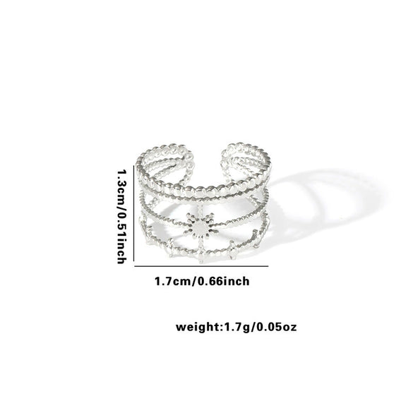 Titanium Steel Ring Leaves Love Hollow Design Geometric Electroplated Unisex