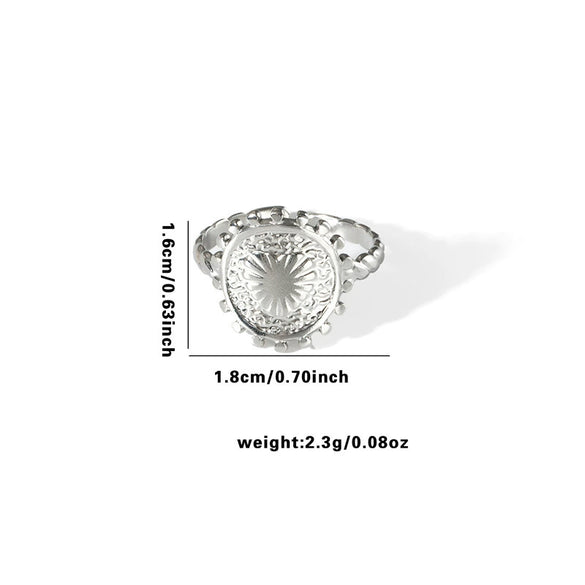 Titanium Steel Ring Leaves Love Hollow Design Geometric Electroplated Unisex