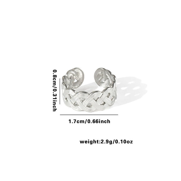 Titanium Steel Ring Leaves Love Hollow Design Geometric Electroplated Unisex