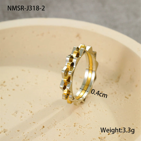 Titanium Steel Ring Light Luxury Style Geometric Electroplated Unisex Jewelry