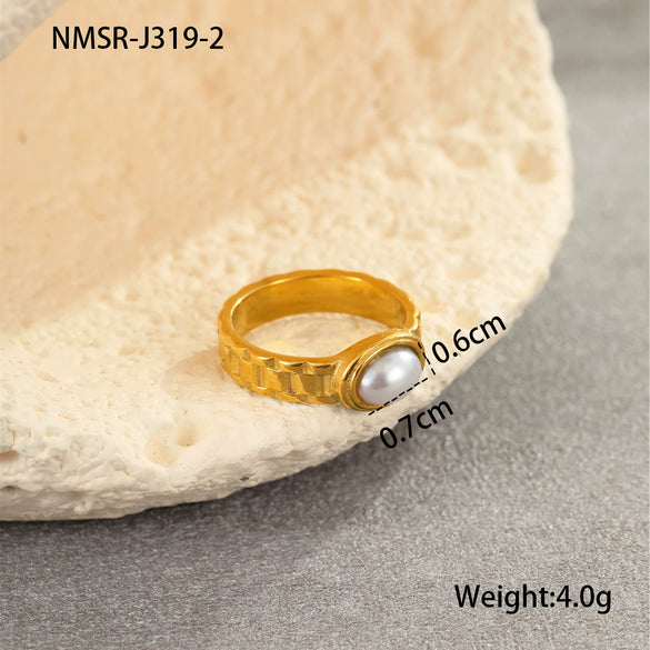 Titanium Steel Ring Light Luxury Style Geometric Electroplated Unisex Jewelry