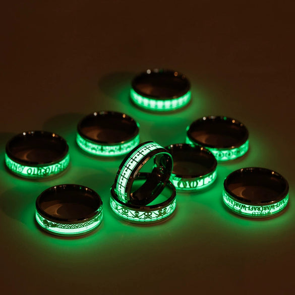 Titanium Steel Ring Luminous Dragon Pattern Electroplated Unisex Jewelry