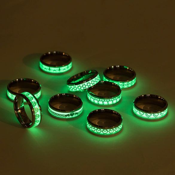 Titanium Steel Ring Luminous Dragon Pattern Electroplated Unisex Jewelry