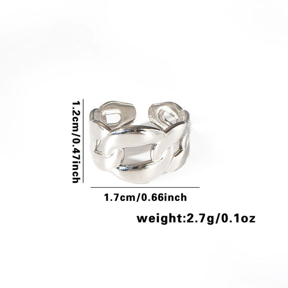 Titanium Steel Ring Open Type Unisex Electroplated With Heart Shape Flower Leaves Letters Numbers Text Design
