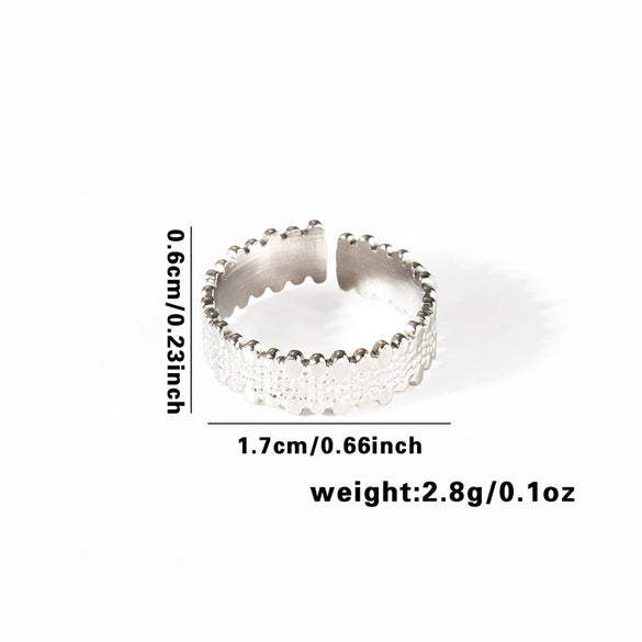 Titanium Steel Ring Open Type Unisex Electroplated With Heart Shape Flower Leaves Letters Numbers Text Design