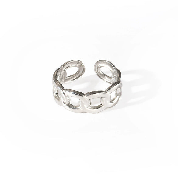 Titanium Steel Ring Open Type Unisex Electroplated With Heart Shape Flower Leaves Letters Numbers Text Design