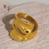 Titanium Steel Ring Pvd Plated True Gold Geometric Light Luxury Style