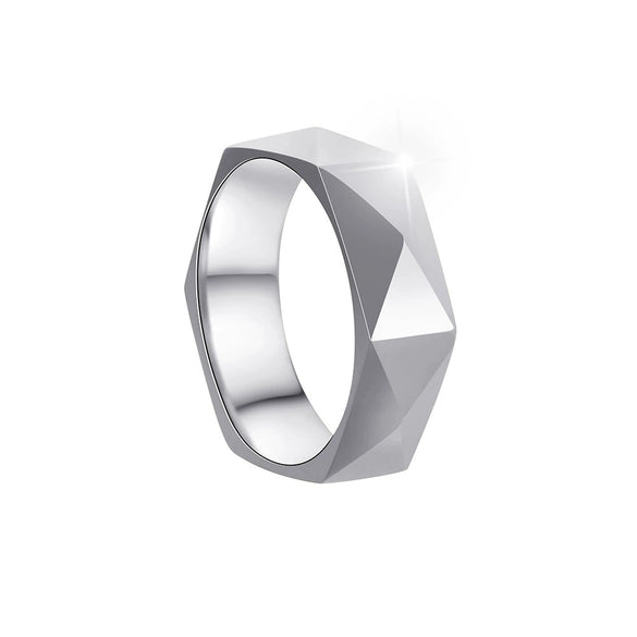 Titanium Steel Ring Rhombus Geometric Style Electroplated Unisex
