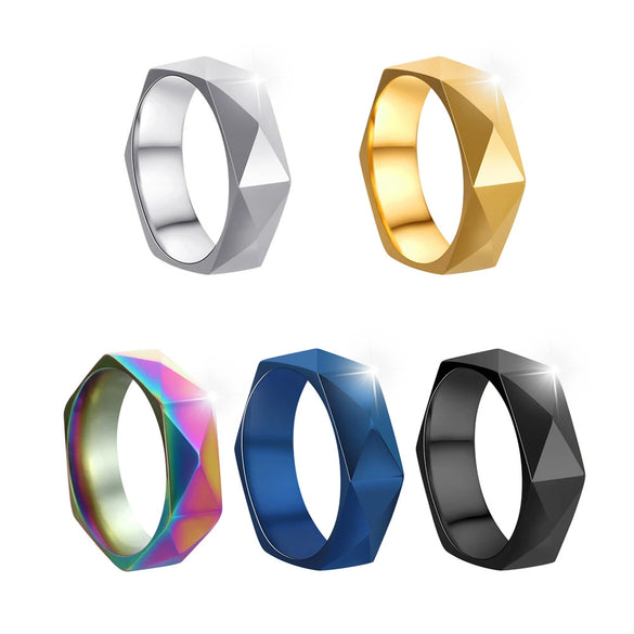 Titanium Steel Ring Rhombus Geometric Style Electroplated Unisex