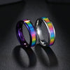 Titanium Steel Ring Unisex Colorful Rainbow With Letters Numbers Text Electroplated