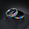 Titanium Steel Ring Unisex Colorful Rainbow With Letters Numbers Text Electroplated
