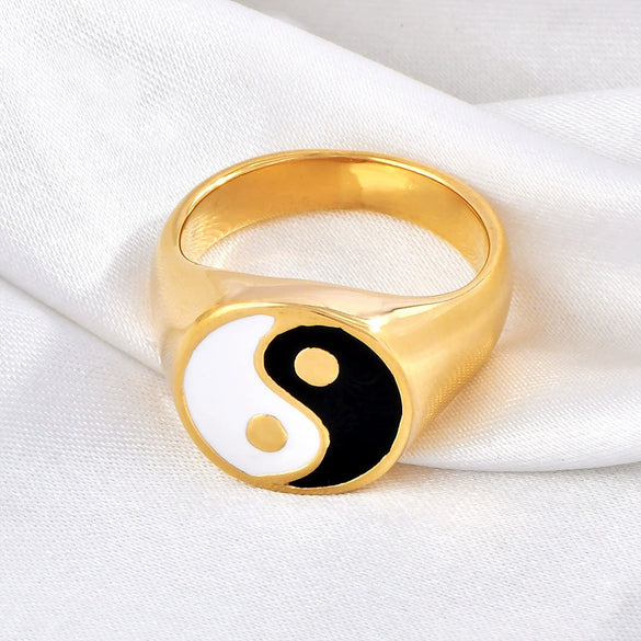 Titanium Steel Ring With Animal Zodiac Geometric Cartoon Character Patterns And Electroplating Treatment