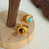 316L Stainless Steel Ring With Blue Turquoise And Geometric Design For Couples