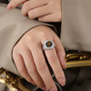 316L Stainless Steel Ring With Blue Turquoise And Geometric Design For Couples