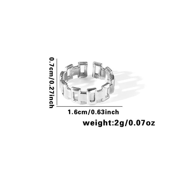Titanium Steel Ring With Geometric Hollow Leaves Pattern Electroplated For Women And Men