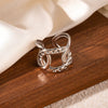 Titanium Steel Ring With Geometric Hollow Leaves Pattern Electroplated For Women And Men