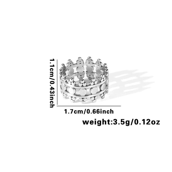 Titanium Steel Ring With Geometric Hollow Leaves Pattern Electroplated For Women And Men