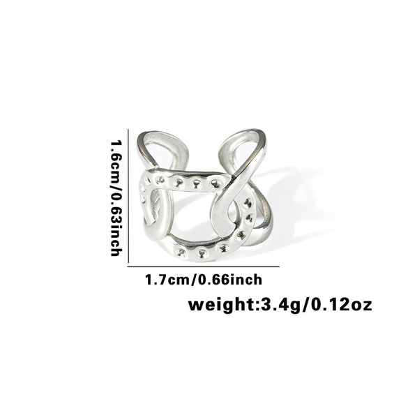 Titanium Steel Ring With Geometric Hollow Leaves Pattern Electroplated For Women And Men