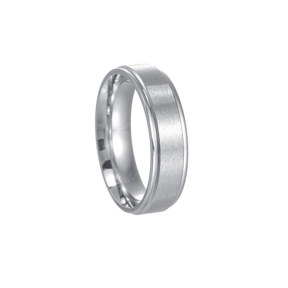 Titanium Steel Ring With Letters Numbers Text Pattern Electroplated Nonfading Step Sand Surface Matte Unisex