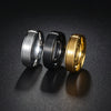 Titanium Steel Ring With Letters Numbers Text Pattern Electroplated Nonfading Step Sand Surface Matte Unisex