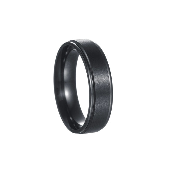 Titanium Steel Ring With Letters Numbers Text Pattern Electroplated Nonfading Step Sand Surface Matte Unisex