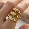 Titanium Steel Ring With Number Pattern Retro Style Electroplated For Women