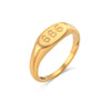 Titanium Steel Ring With Number Pattern Retro Style Electroplated For Women