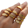 Titanium Steel Ring With Number Pattern Retro Style Electroplated For Women