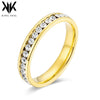 Titanium Steel Ring With Polished Gold Tone Circle Design And Full Stone Inlay Geometric Fashion Ring For Women