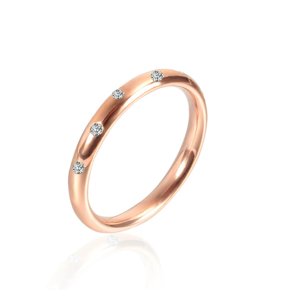 Titanium Steel Rose Gold Plated Arc Half Ring With Star Pattern For Women