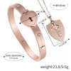 Titanium Steel Rose Gold Plated Elegant Simple Style Commute Hollow Out Inlay Heart Shape Key Lock Rhinestones Jewelry Set