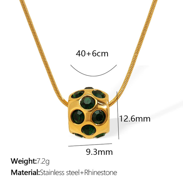 316L Stainless Steel Rotatable Diamondencrusted Pendant Earrings And Necklace Set Electroplated Minimalist Geometric Style