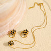 316L Stainless Steel Rotatable Diamondencrusted Pendant Earrings And Necklace Set Electroplated Minimalist Geometric Style