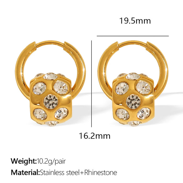 316L Stainless Steel Rotatable Diamondencrusted Pendant Earrings And Necklace Set Electroplated Minimalist Geometric Style
