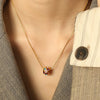 316L Stainless Steel Rotatable Diamondencrusted Pendant Earrings And Necklace Set Electroplated Minimalist Geometric Style