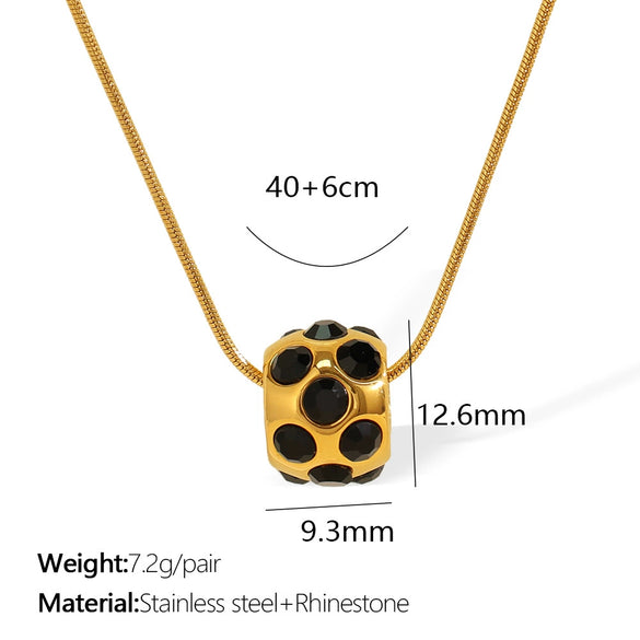 316L Stainless Steel Rotatable Diamondencrusted Pendant Earrings And Necklace Set Electroplated Minimalist Geometric Style