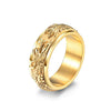 Titanium Steel Rotatable Polished Geometric Dragon Ring Gold Plated Spinner Ring For Men And Women