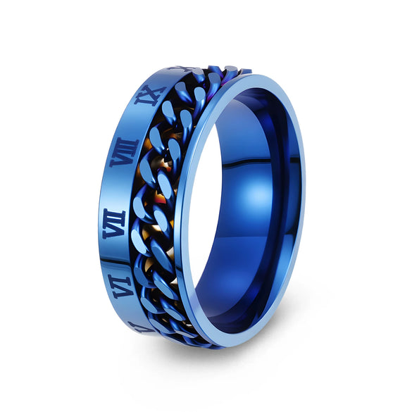 Titanium Steel Rotatable Ring With Letters Numbers Text Electroplating Unisex Hand Jewelry