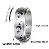 Titanium Steel Rotatable Ring With Stars And Moon Geometric Pattern For Unisex Apply Oil Treatment
