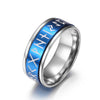 Titanium Steel Rotatable Viking Character Luminous Ring With Polishing For Men And Women Geometric Style