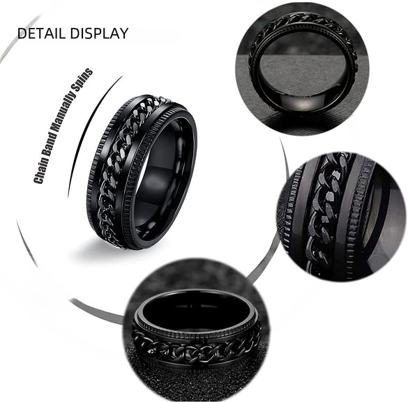 Titanium Steel Rotating Decompression Chain Ring Jewelry With Geometric Design