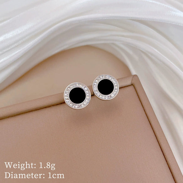 Titanium Steel Round Agate Geometric Style Electroplated Necklace For Female