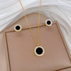 Titanium Steel Round Agate Geometric Style Electroplated Necklace For Female