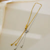 Titanium Steel Round Ball Tassel Necklace Electroplating Design For Women