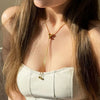 Titanium Steel Round Ball Tassel Necklace Electroplating Design For Women