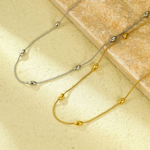 Titanium Steel Round Bead Clavicle Chain Necklace Electroplated Fashion Jewelry