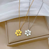 Titanium Steel Round Bead Sixpetal Flower Normcore Style Furnace Real Gold Electroplated Unisex Necklace